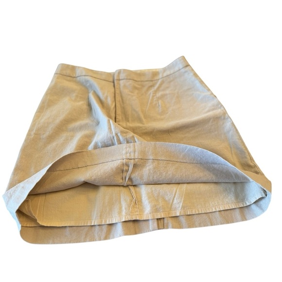 J. Crew Womens Linen Blend Mini Skirt 6 Khaki Button Front Preppy Light Academia - Picture 4 of 10